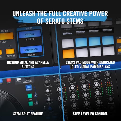 RANE-FOUR-Advanced-4-Channel-Stems-DJ-Controller-85-Jog-Wheels-with-displays-DJ-Mixer-with-Internal-FX-Serato-DJ-Pro-Pitch-n-Time-DJ-Included