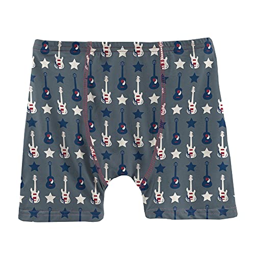KicKee Pants Boys Boxer Brief Underwear, Silky Soft Printed Boxer Briefs for Your Little Man, Lightweight and Breathable For All Day Comfort (Slate Guitars and Stars - S-6/8)