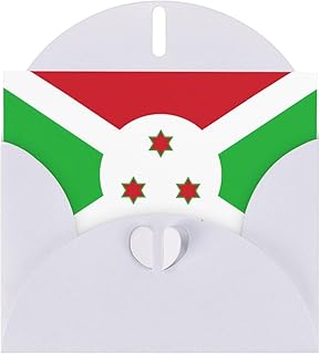 Flag of Burundi Printed White Pearlescent Paper Holiday Card with Envelope. Suitable for birthday wishes wedding congratulations and condolences.