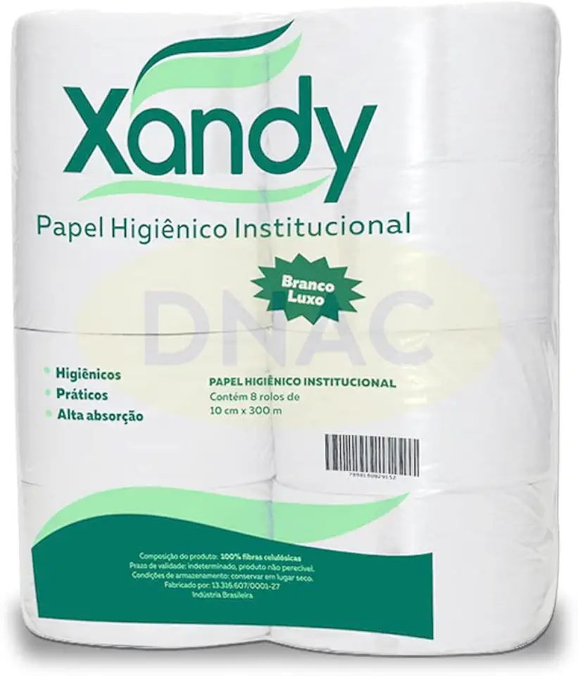 Papel Higiênico Institucional, Com 8 Rolos De 300m, Xandy