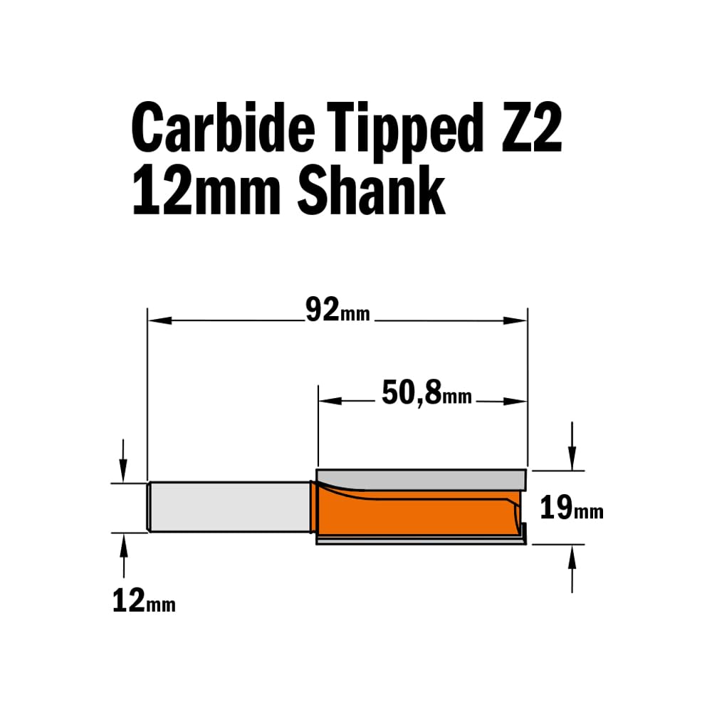 CMT Orange Tools 912.691.11 - Fresa recta hm s 12 d 19x50.8