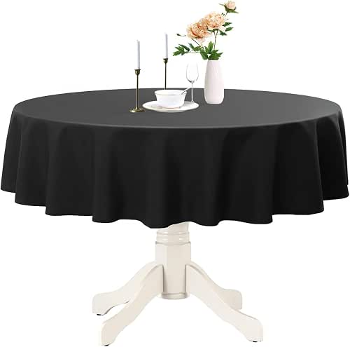 Romanstile Round Waterproof Tablecloth, Stain Resistant Washable Table Cloths Wrinkle