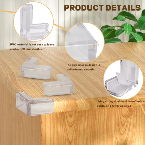 Image of ASTIMESA Thickened Corner Protectors for Furniture, Clear Table Corner Covers Guards, Sharp Edge Bed Corner Bumpers Cushion for Countertop Desk Cabinets (L-Shape) (12 Pack)