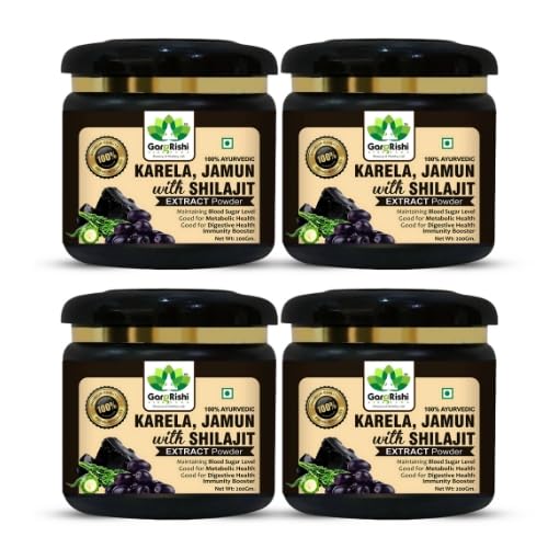 GargRishi Karela Jamun with Shilajit Powder 800gram– Natural Blood Sugar Management & Stamina Booster | Blend of 14 Potent Ayurvedic Herbs for Energy and Immune Support | Vitality & Digestive Health (800 Gram, 4, count)