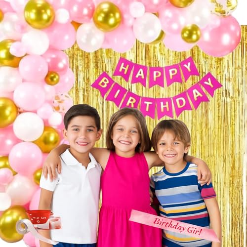 Image of Birthday Decoration Set 55 Pc, Birthday Decoration, Multiple Balloons, Curtains, Air Pump, Glue & Tapes for Party Bday Decoration Items Kit for Kids, All in one Pack