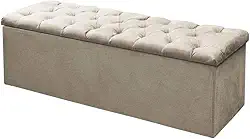 Calçadeira Baú P/Box Queen 160cm Mirage c/Capitonê Suede Bege Dl Decor