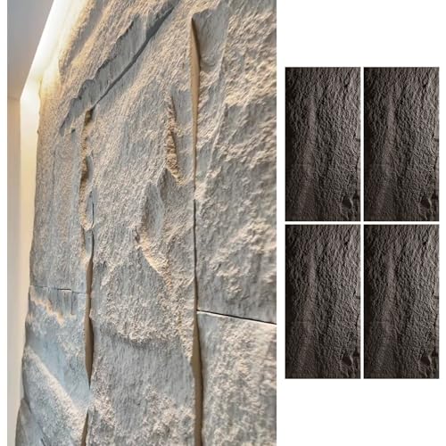 3D-Wandpaneele in Steinoptik, Moderne PU-beschichtete dekorative Wandpaneele für den Innen- und Außenbereich, Kunststeinplatte Grau (2-Komponenten-Lack) – Slish Wandverkleidungslösung
