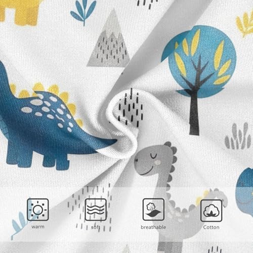 Girls Briefs, Cute Cartoon Dinosaurs White Toddler Girl Panties, Girls' Cotton Brief Underwear, 2T–8 Years3