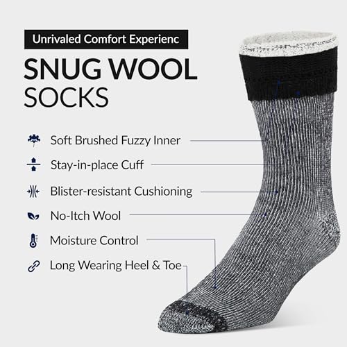 Image of Alvada Mens Merino Wool Crew Socks Thermal and Warm Socks for Winter Work Hiking Running 3 Pairs