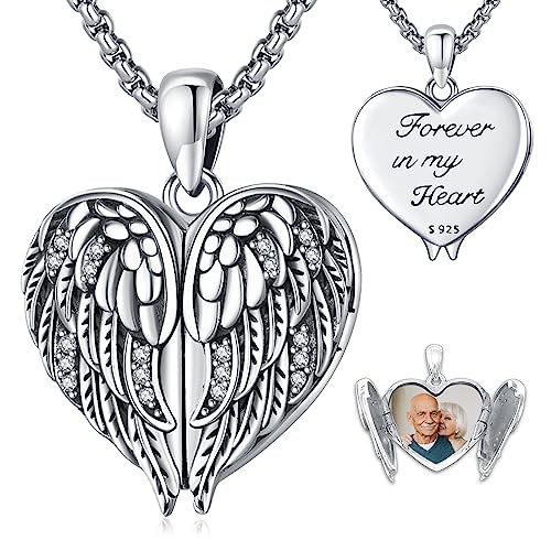 Angel Wings Necklace 925 Sterling Silver Guardian Angel Nurse RN Caduceus Pendant Charm Crystal Angel Jewelry Gifts for Women