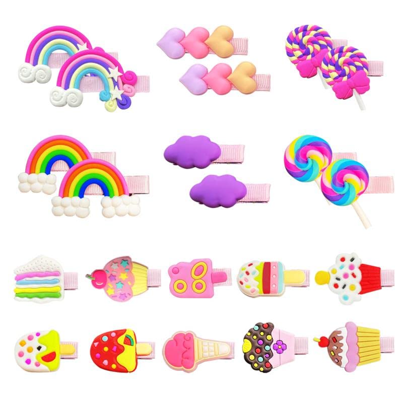 Pinza para el pelo para bebés, niñas, 22 unidades, lindos pasadores de Haipins, accesorios de arco iris, piruleta, cocodrilo, totalmente cubiertos