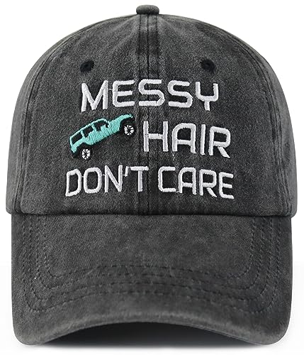 Funny Baseball Hats for Women Adjustable Cotton Messy Hair Dont Care Baseball Cap Vintage Car Decorations Hat Camping Gym Accessories Women Must Haves Mothers Day Birthday Gifts for Mom Mama