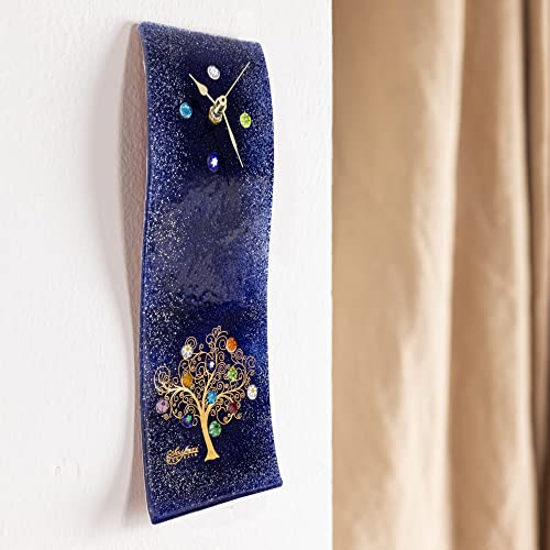 Sospiri Venezia Wall Clock Murano Glass Silent Mechanism Decorated with Murrines and Gold Leaf Gift Handmade Made in Italy (10x30) - Image 4