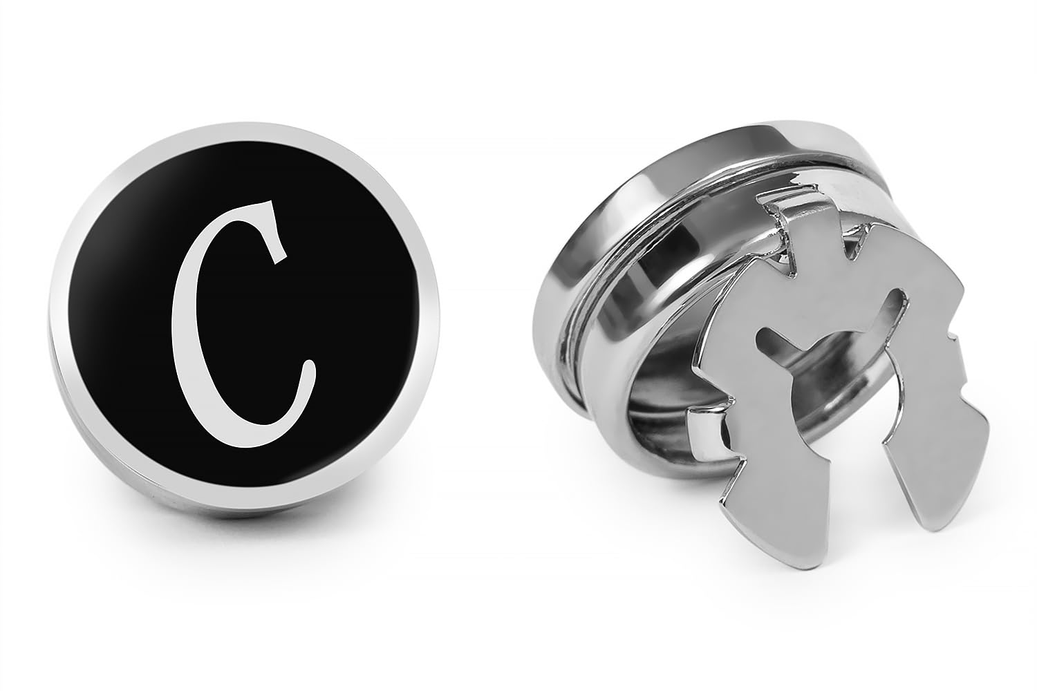 MEDIO PAR Cubreboton Letra en Negro Regalo para el Padrino Cubrebotones Gemelos Originales Para Camisas | Para Hombres y Niños | Regalos Para Bodas y Otros Eventos