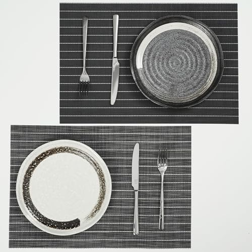 Set de table à rayures noires 30x45 cm lot de 6 pour table de cuisine - 6