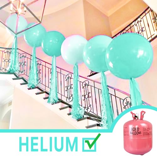 Image of PartyWoo Teal Balloons 4pcs 36 Inch Turquoise Dark Teal Latex Balloons for Baby Shower Wedding Anniversary Gender Reveal Graduation Mermaid Birthday Pool Bachelorette Party Decorations Blue-Y69