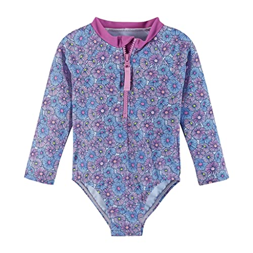 Andy & Evan Girls' One-Piece Rasguard Set, Size 6/9M, Blue Rainbow