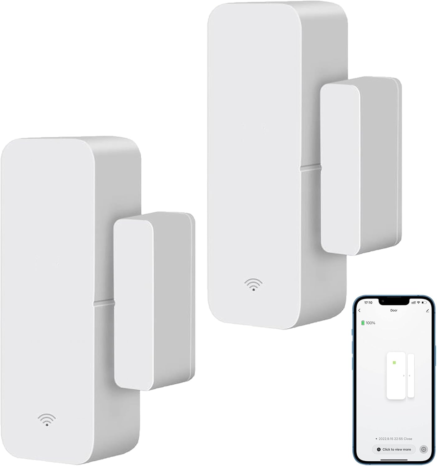 WiFi Door Sensor, Tuya Smart Door Window Sensor,Wireless Window Sensor Real-time Alarm Compatible with Alexa Google Assistant,Home Security Door Open Contact Sensor for Business Burglar Alert (2 Pack)