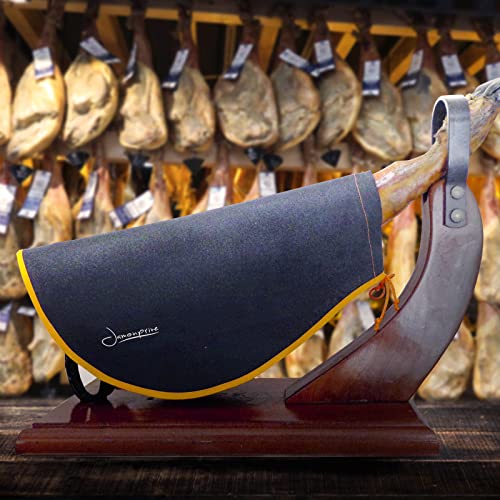 Schinkenabdeckung Schwarz mit Orangem Umrandung - Abdeckung für Schinken Jamonprive - Bestens als Abdeckung für Serrano oder Iberico Pata Negra Schinken & Italienischen Prosciutto Geeignet - 40% Baumwolle und 60% Fasern