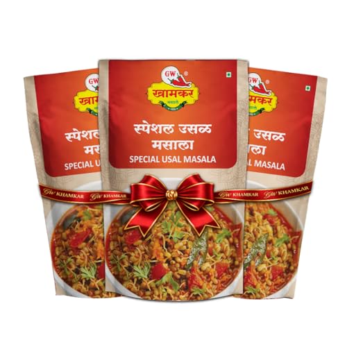 GW Khamkar Usal Masala | Traditional Maharashtrian Aromatic Blend | Cold Pressed | Traditional secret recipe | Perfect for Misal, Usal, Sprouts & Gravy Dishes | Authentic Taste| No Artificial colour and Preservatives | Pack of 3- 1 KG
