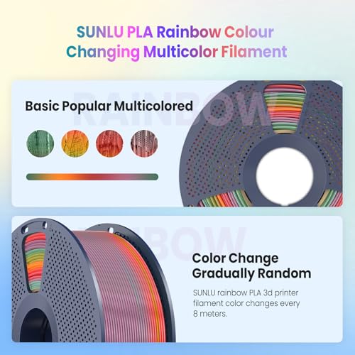 Image of SUNLU Rainbow PLA Filament 1.75mm, Multicolor Gradient 3D Printer Filament, Neatly Wound 3D Printing Filament, Dimensional Accuracy + /-0.02mm, 1KG Spool(2.2 lbs), Rainbow PLA 01