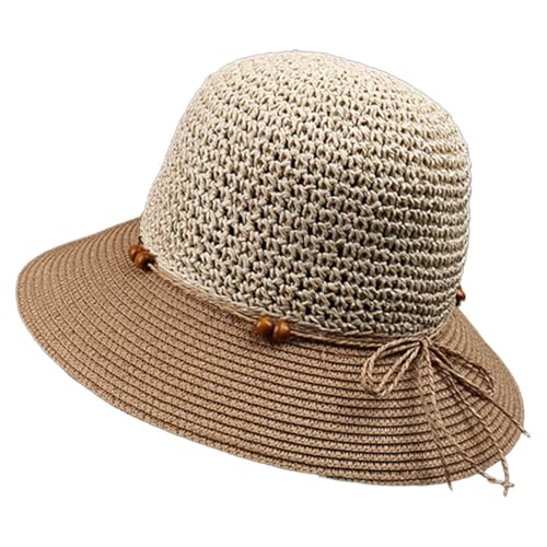 Gorro de paja para mujer con ala ancha y protección solar miniatura 1