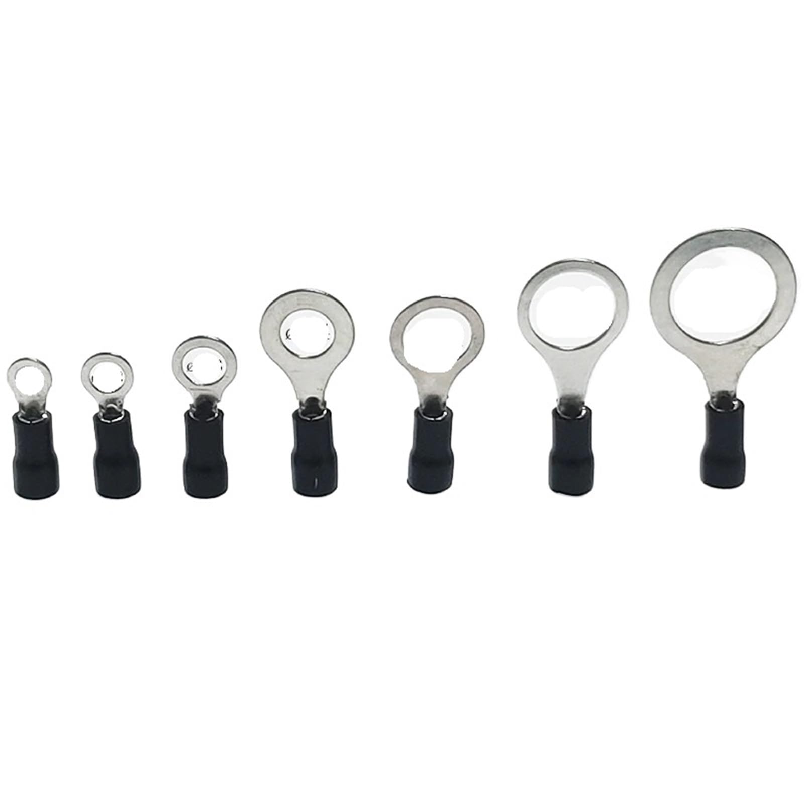 Baynopurin Black Round Insulated Crimp Terminals 50Pcs 0.5 1.5Mm² Awg22 16 Rv1.25 3 4 6 Insulated Tubular Eyelet Ring Cable Lug Crimp Terminal(,Rv1.25-4)