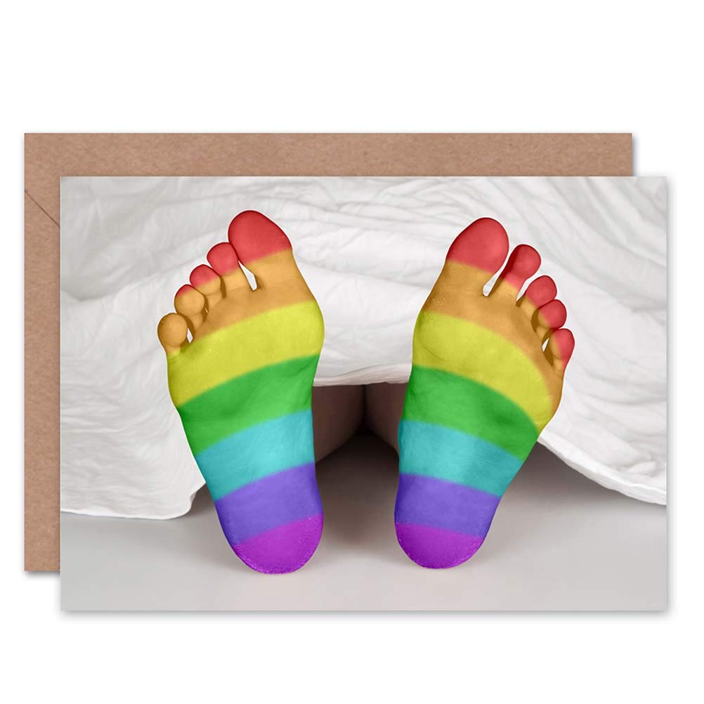 Wee Blue Coo RAINBOW FEET PAINT WEIRD BODY BLANK GREETINGS BIRTHDAY CARD ART