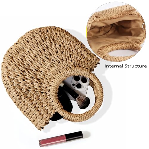 Bolso Tote de Paja Tejida para Mujer miniatura 6