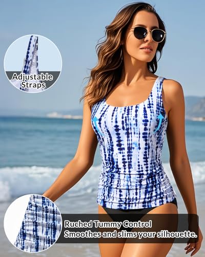 Image of Aqua Eve Tankini Tops for Women Swimwear Top Only Tummy Control Bathing Suit Top No Bottom (Available in Plus)