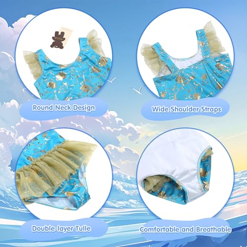 Image of Girls One Piece Swimsuit Colorful Mermaid Bathing Suits Cute Kids Princess Beach Swimwear 2-10 Years
