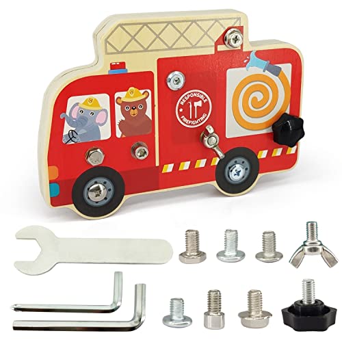 Montessori Holz Schraubbrett, Baby Spielzeug Fahrzeug Schrauben Set, Motorik Pädagogisches Spielzeug Werkbank Klassenzimmer Holzspielzeug Bus Kinder ab 3 Jahre Cover
