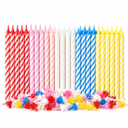 Cwise 280-Count Birthday Candles Bulk Pack with Holders – Spiral Cake & Cupcake Candles –...
