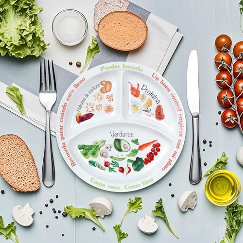 Yuecda Portionskontrollteller für ausgewogene Ernährung – Teller mit gesunder Ernährung für Erwachsene und Jugendliche… – Ansicht 3