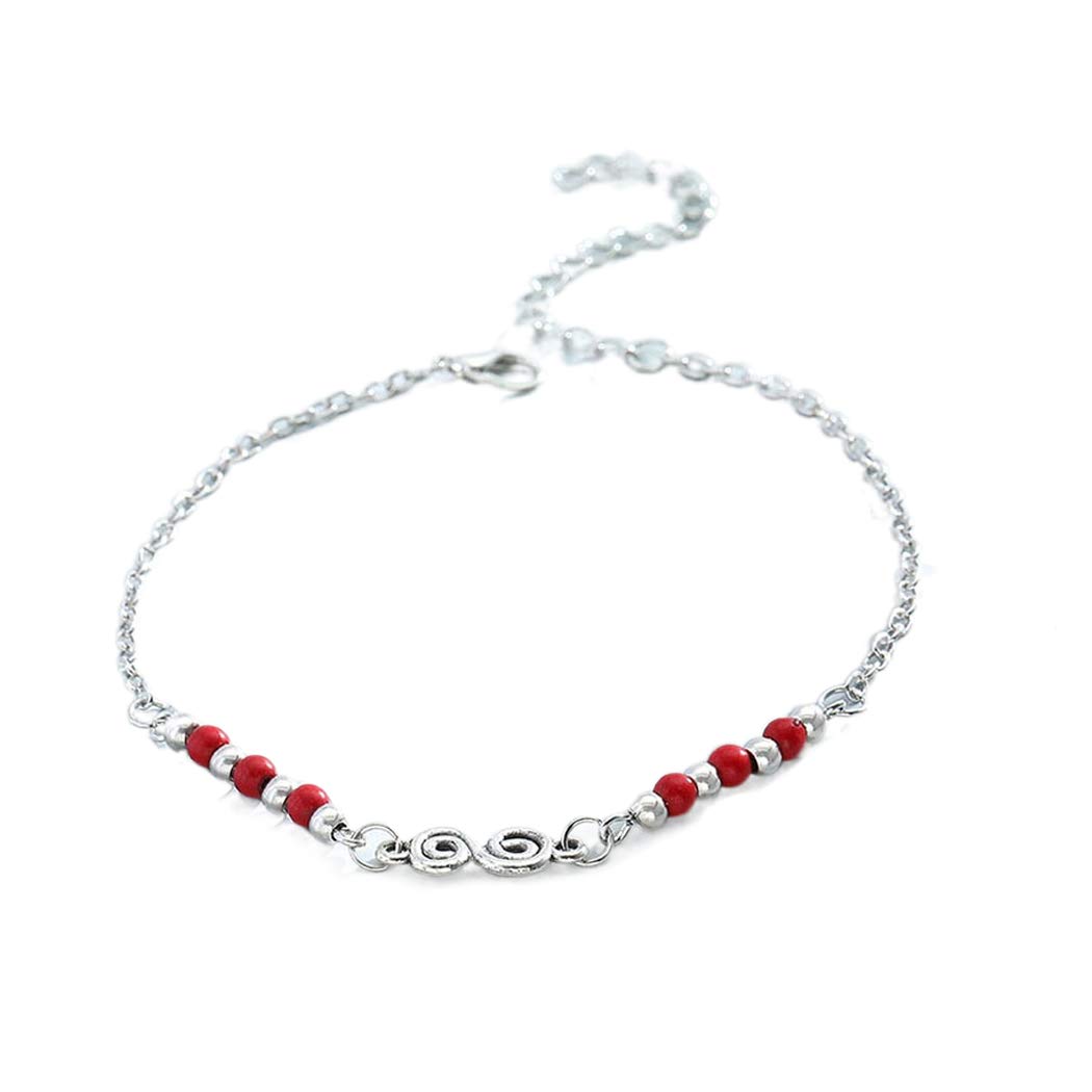 YaliceBoho Beaded Anklets Silver Yoga Ankle Bracelet Beach Foot Chain for Women and Girls