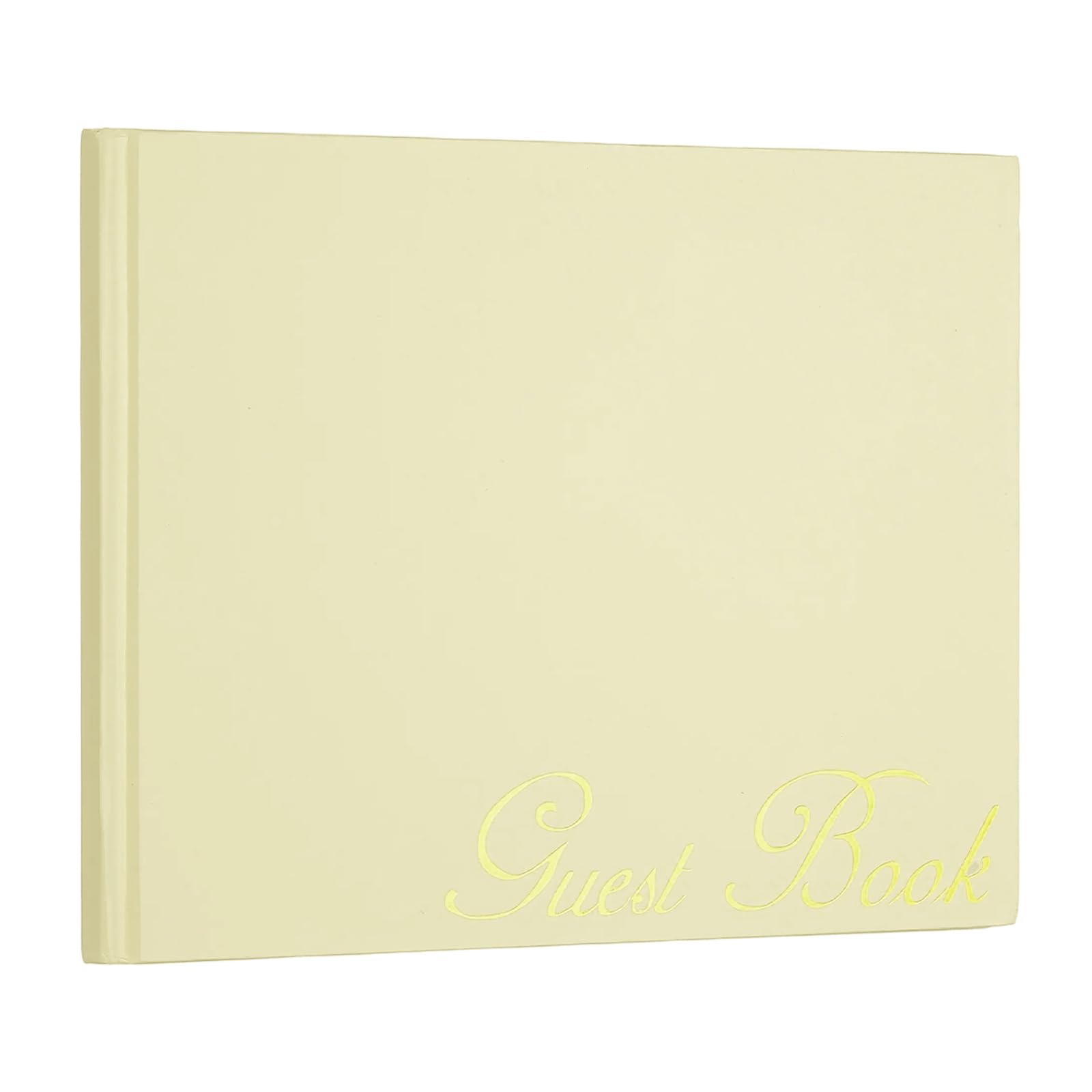 PATIKIL Elegant Guestbook, 9"x7" Offset Paper Wedding Guest Book Stylish Sign in Book with 50 Blank 120GSM Paper for Receptions Birthdays Funerals Special Events, Beige Yellow