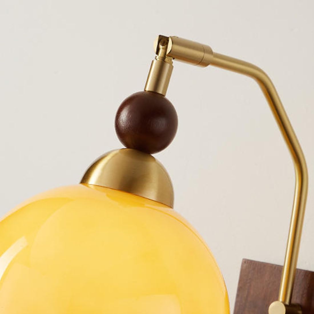 Applique da parete in stile industriale per interni, interamente in rame, con paralume in vetro e base in noce. Illuminazione moderna nordica per soggiorno, camera da letto, comodino, veranda e ingre