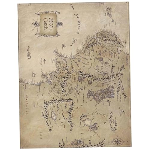 Gcroet Manta de Forro Polar con Mapa de la Tierra Media, Manta de Felpa acogedora de Terciopelo súper Suave para sofá, Cama, sofá, 27, 6x39, 4 Pulgadas..