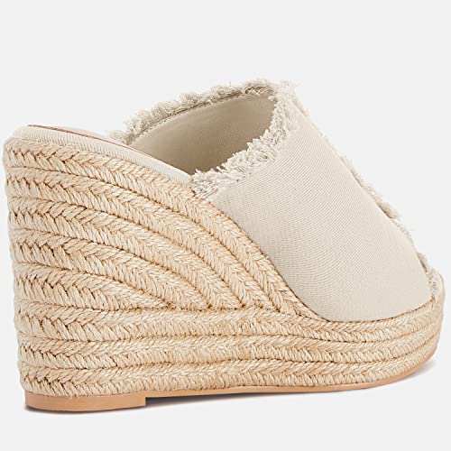 Image of Juliet Holy Womens Wedge Sandals Peep Toe Denim Slip On Backless Espadrilles Platform Sandal Shoes