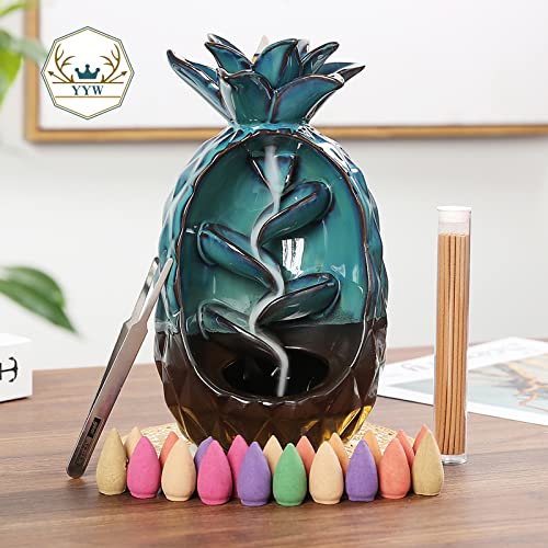 Yyw Backflow Incense Holder, Cute Pineapple Ceramic Incense Cone Holder Incense Burner For Home Decor Gift With 20Pcs Incense Cones And A Pad #TOP2