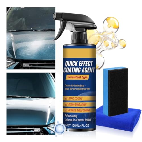 Spray De Para Automóviles - Spray Para Detalles De Cerámica | Pulimento Automotriz De Alto Brillo | Agente De Recubrimiento Sin Agua De 120ml Con Toalla Y Esponja, Para Embellecedores De Neumátic