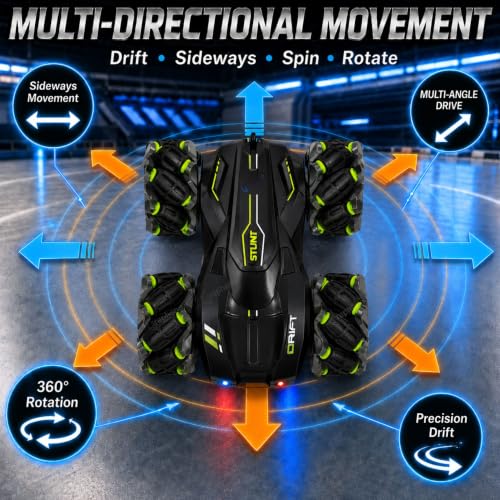 Image of GRAPHENE 4X4 Remote Control Drift Stunt Car 4WD Racing Fall Resistant RC Car 360 Rotating Dual Sided Climbing High-Speed Tumbling Battle Off Road Rechargeable with 2 Extra Batteries Adults Boy Girl