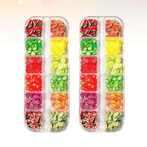 PIXNOR 2 Caixas de Fatias da Arte Do Prego Padrão de Frutas Fatias de Unha Arte de Unha Slime Suprim