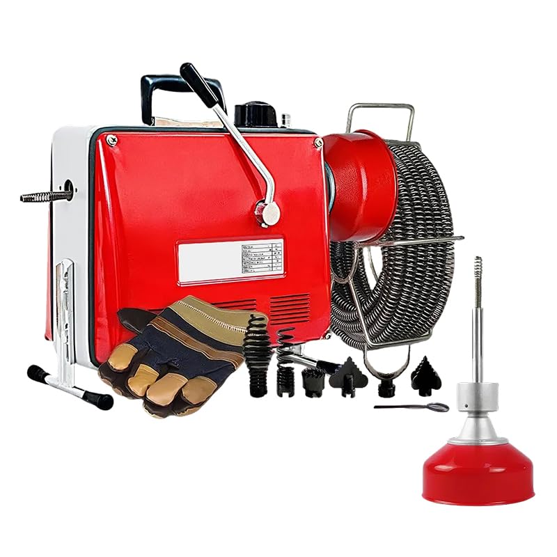 500W Elektrische Rohrreinigungsmaschine mit Ø16mm 16.5M + Ø10mm 5M Rohrleitungen Abflussreiniger Rohrreinigungsspirale Rohrreiniger Reinigung Drain Clean