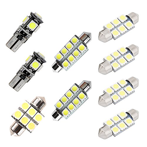 Muchkey Car Led Interior Light Bulb for Golf GIT Replacement Car Dome Light Bulb Kit 9pcs White