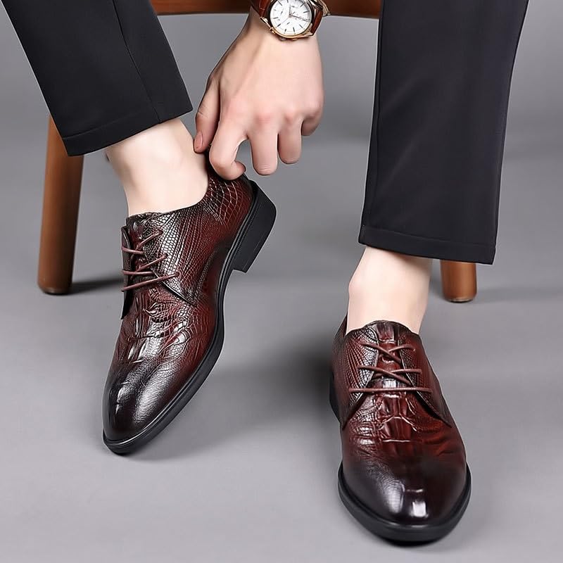 Men's Dress Shoes Modern Leather Business Casual Pattern Comfort Formal Oxfords Shoes Non Slip Casual Tuxedo Shoes for Men2