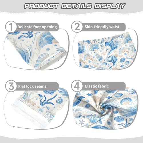 KLL Shells Ocean Waves Beach Starfish White Toddler Girl Cotton Leggings Fashion Full Length Activewear Running3