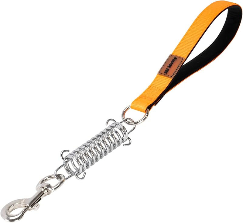 Guia para Cães Grandes Mi Metty com Cabo de Aço Revestido e Pegador de Silicone Laranja, 45,72 cm