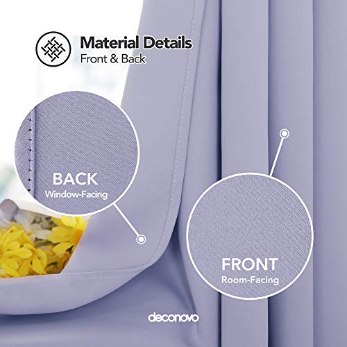 Image of Deconovo Blackout Curtain Darkening Panel for Bedroom or Living Room Grommet Thermal Insulated Reduce Drape, 52 x 63 Inch, Light Purple
