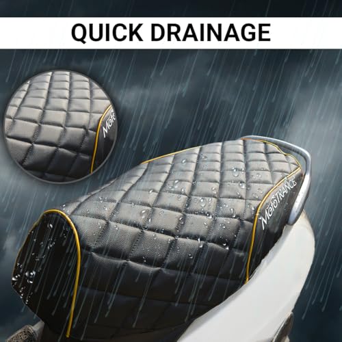 Image of Mototrance Black Yellow | PU Leather Designer | Anti-Slip | Waterproof | Ergonomic Design | Custom Fit | Bike Scooty Seat Cover | MTSC-304-BLYW | Compatible with Honda Dio